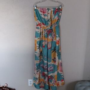 True Destinations Tropical Jumpsuit Size Large